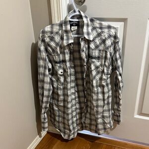 Wrangler Jack Daniel’s Black and White Plaid Shirt